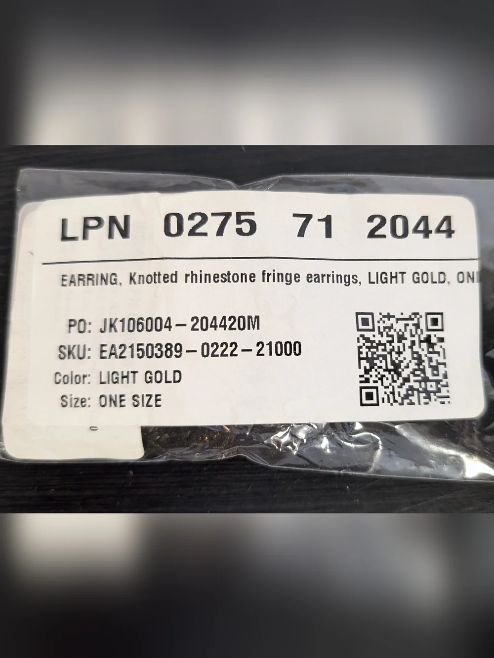 Knotted Rhinestone Fringe Earrings - Picture 2 of 2